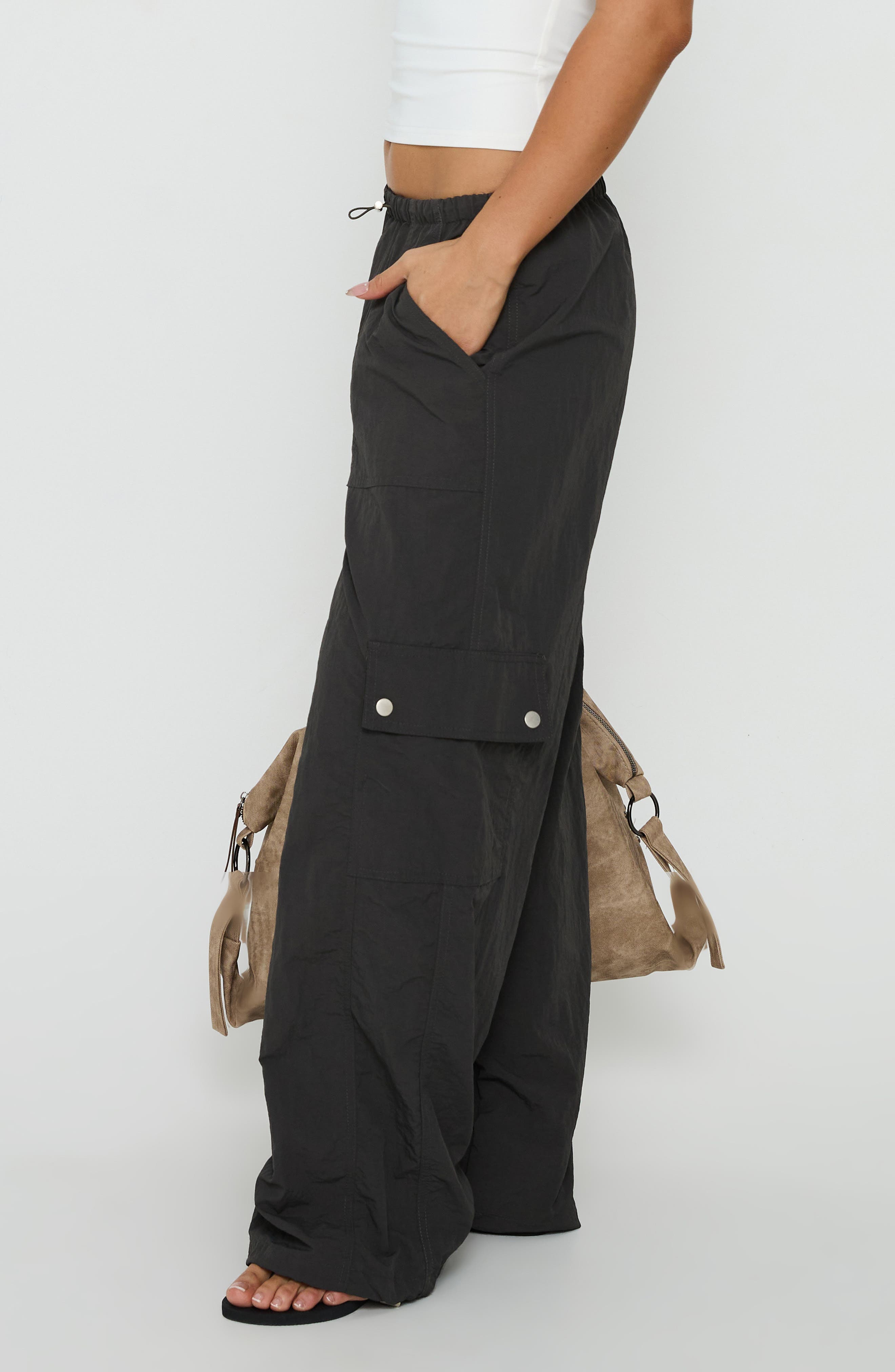 Princess Polly Lost on You Wide Leg Parachute Cargo Pants (Women ...