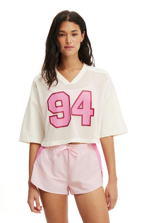 Body Active Mesh Cropped Graphic Tee In White