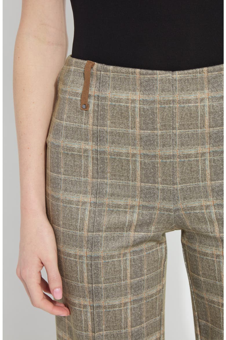 Livia Plaid High Waist Crop Wide Leg Ponte Pants, Alternate, color, SMOKED GREEN PLAID