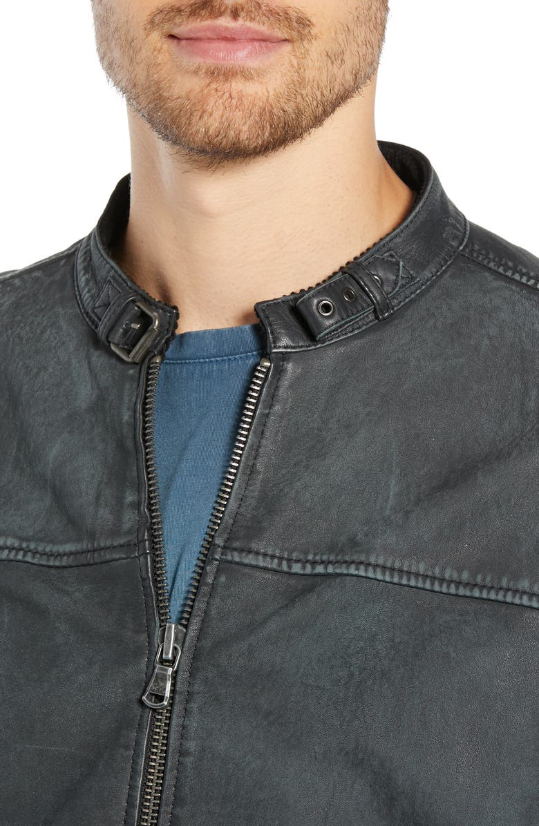 John Varvatos Star USA Slim Fit Leather Racer Jacket, Alternate, color, 
