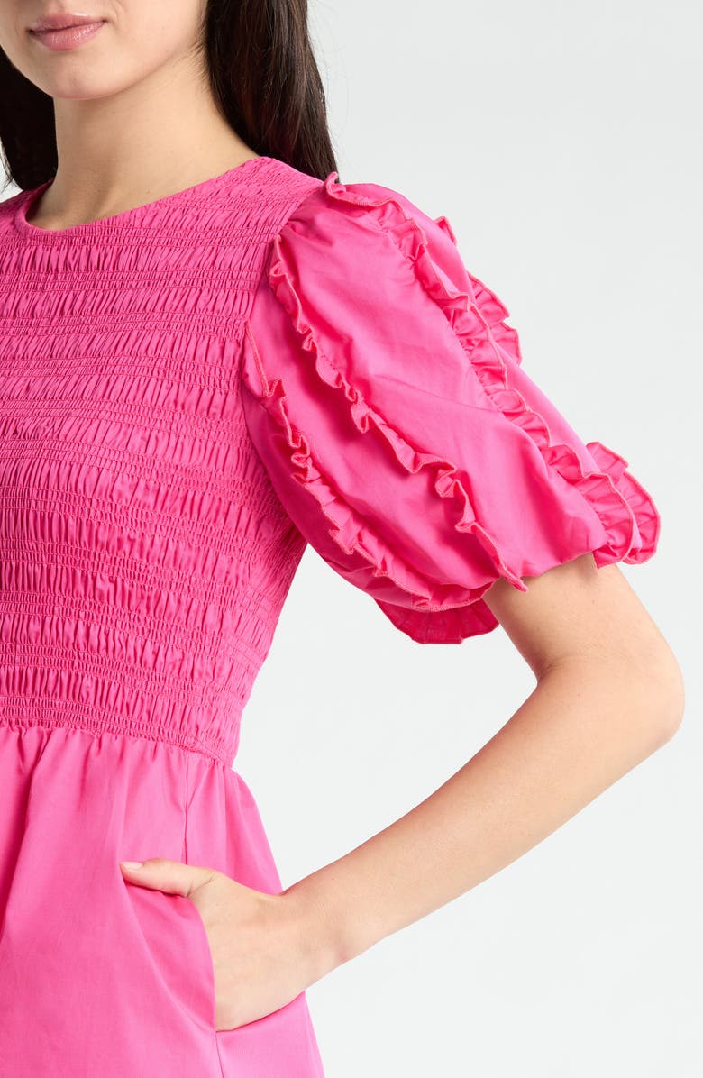 SUGARLIPS Riana Ruffle Smocked Minidress, Alternate, color, Fuchsia
