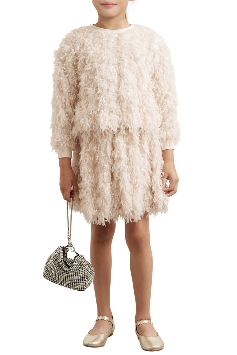Kids' Roxy Sequin Fringe Sweater, Alternate, color, IVORY