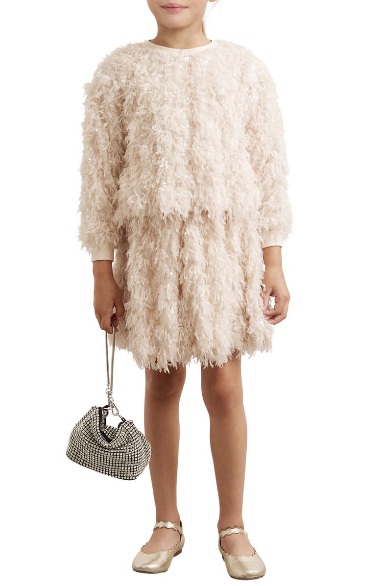 Reiss Kids' Roxy Sequin Fringe Sweater, Alternate, color, Ivory