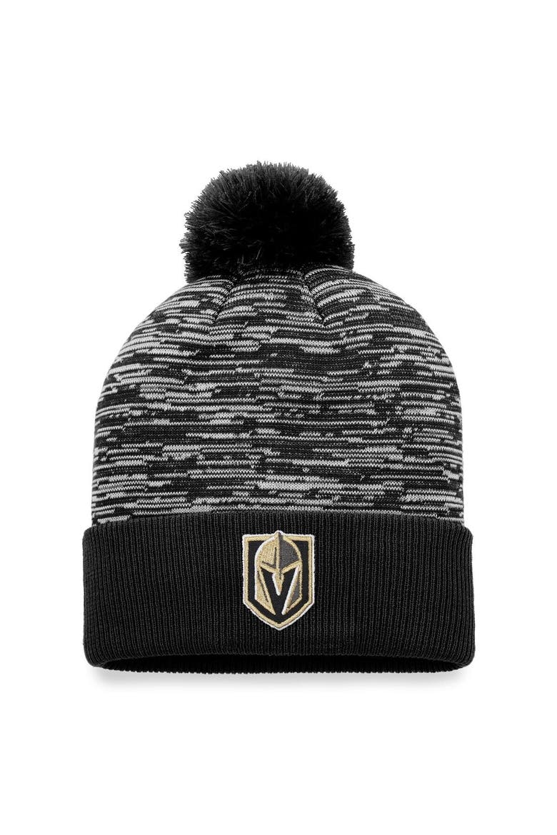 Men's Fanatics Branded Black Vegas Golden Knights Defender Cuffed Knit Hat with Pom, Main, color, Black