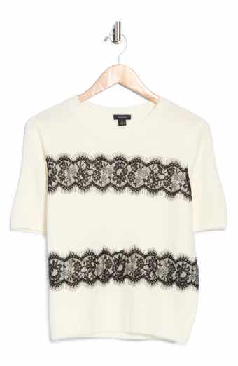 Lace Trim Short Sleeve Sweater