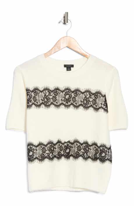 Lace Trim Short Sleeve Sweater