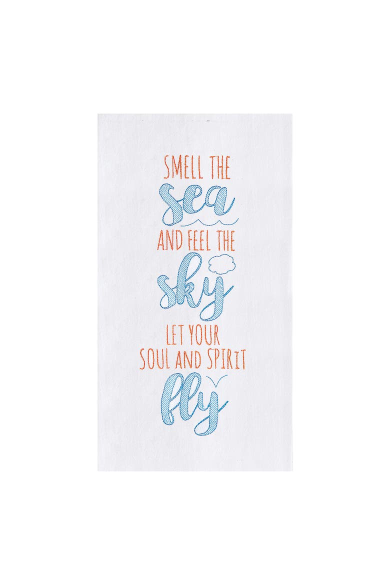 Smell The Sea Flour Sack Cotton Kitchen Towel, Main, color, White