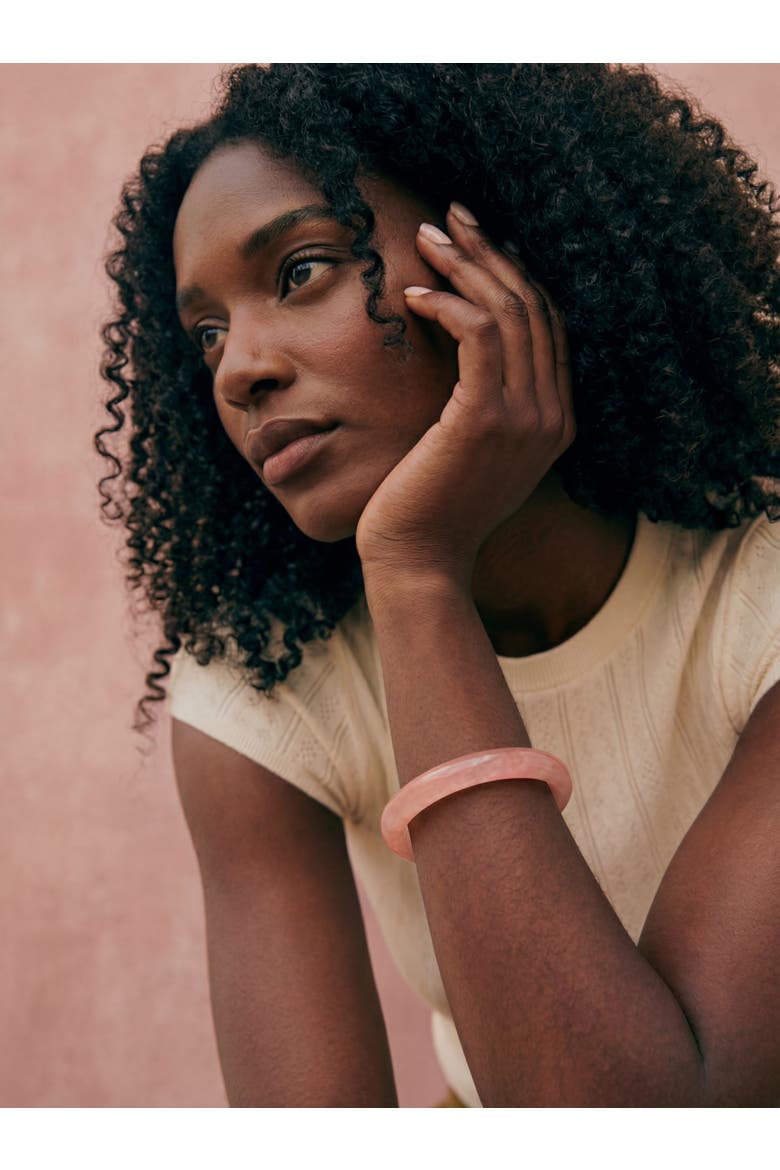 Blush Skinny Pink Skinny Round Jade Stone Bangle, Alternate, color, Pink