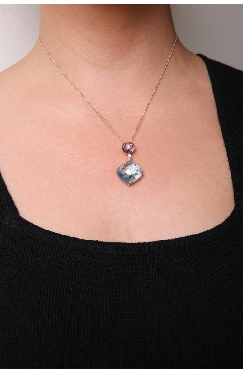 Haus of Brilliance 18K Gold Diamond Accent Amethyst Topaz Dangle Pendant Necklace, Alternate, color, White