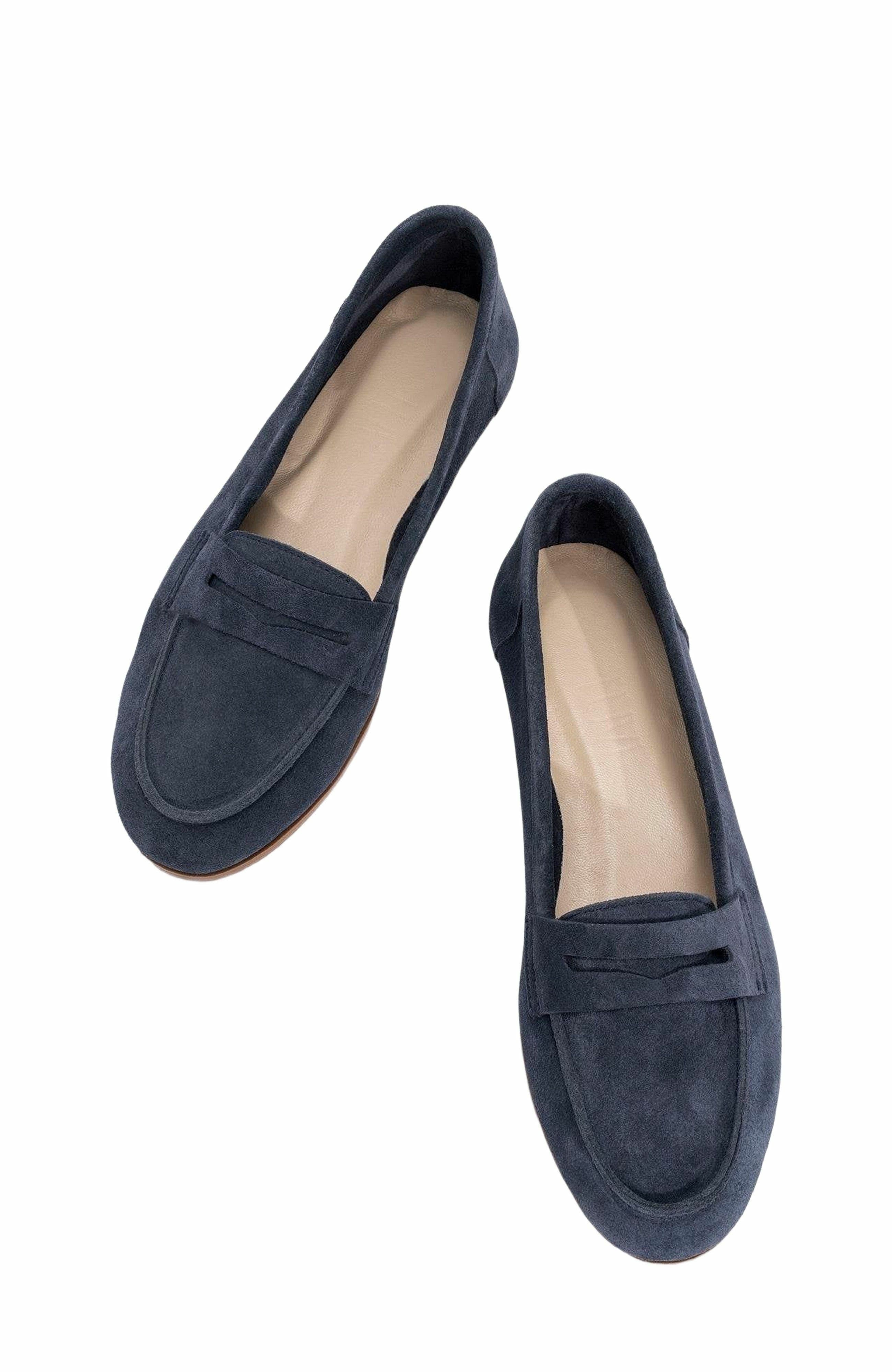 Dorothy Leather Loafer, Alternate, color, Navy Suede Leather