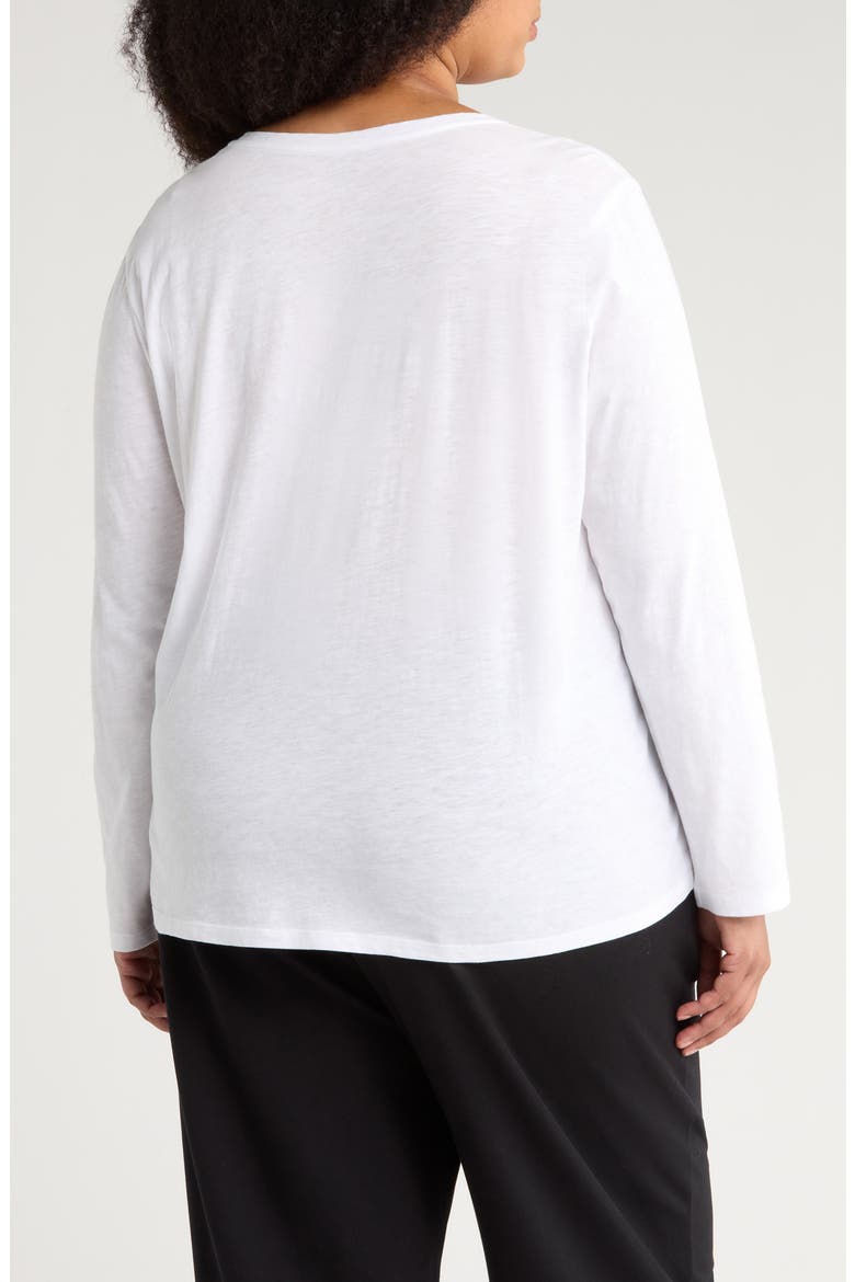 Easy V-Neck Long Sleeve Organic Cotton T-Shirt, Alternate, color, WHITE