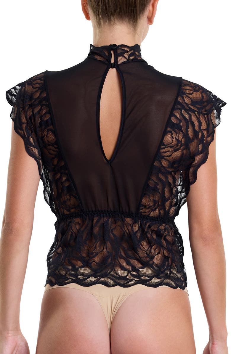 Hanky Panky Dark Romance Mock Neck Lace Top, Alternate, color, 
