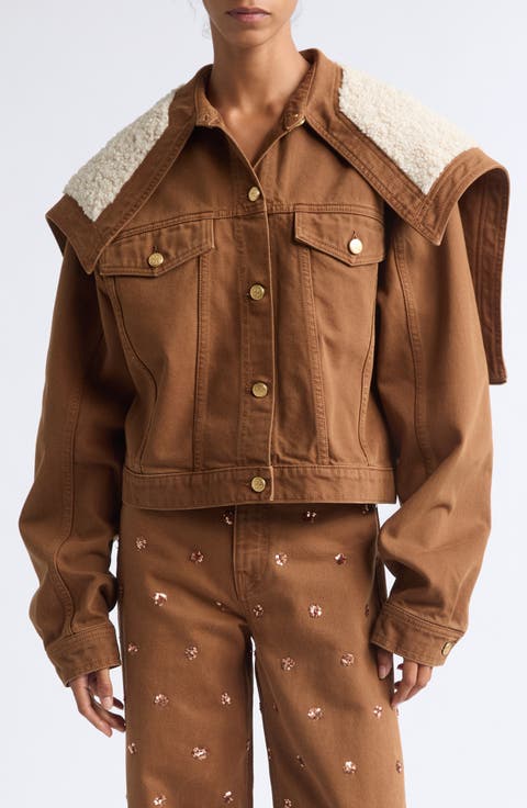 Sybil Faux Shearling Accent Denim Jacket