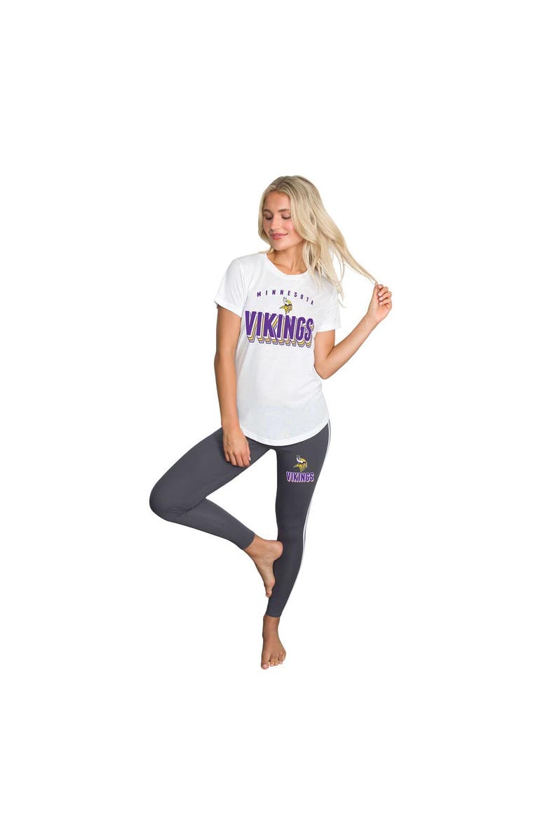 CONCEPTS SPORT Women's Concepts Sport Charcoal/ Minnesota Vikings Sonata Short Sleeve Top & Leggings Set, Alternate, color, Charcoal