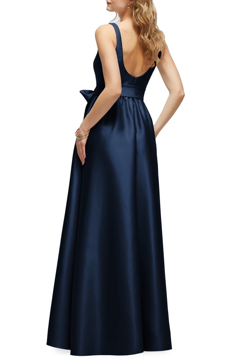 Bow Satin Twill Gown, Alternate, color, MIDNIGHT