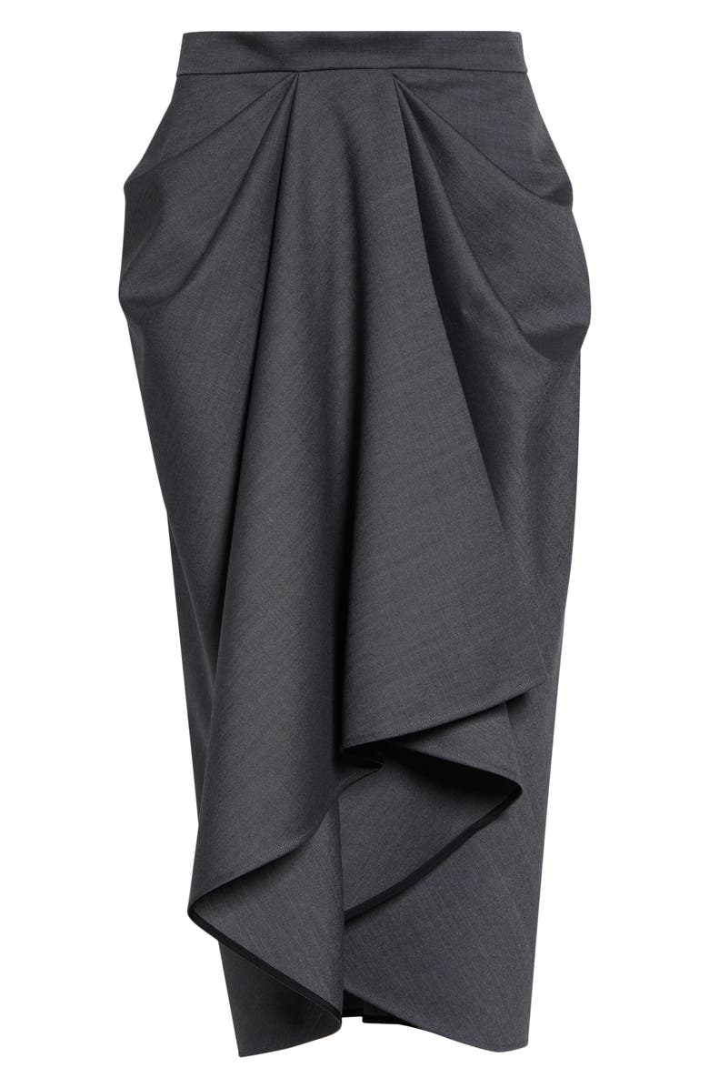 Givenchy Draped Wool & Mohair Blend Midi Skirt, Main, color, Grey Mix