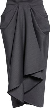 Givenchy Draped Wool & Mohair Blend Midi Skirt