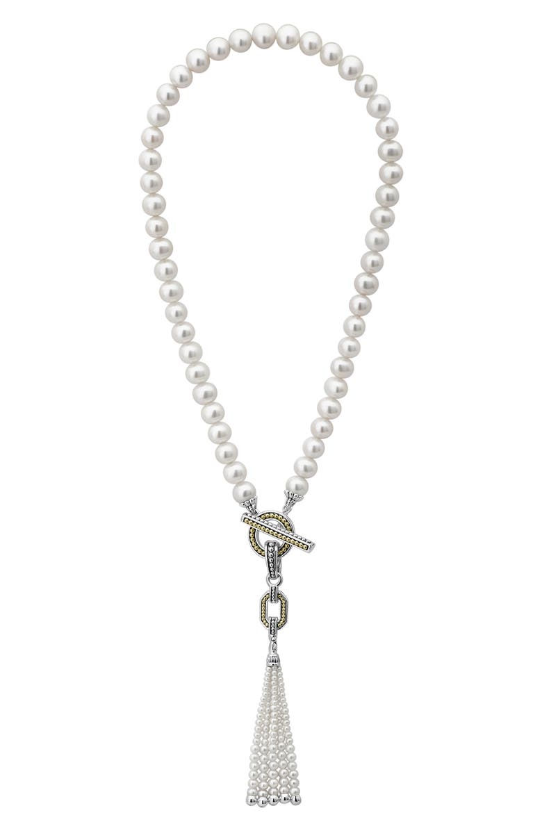 LAGOS Luna Pearl Tassel Necklace, Main, color, 