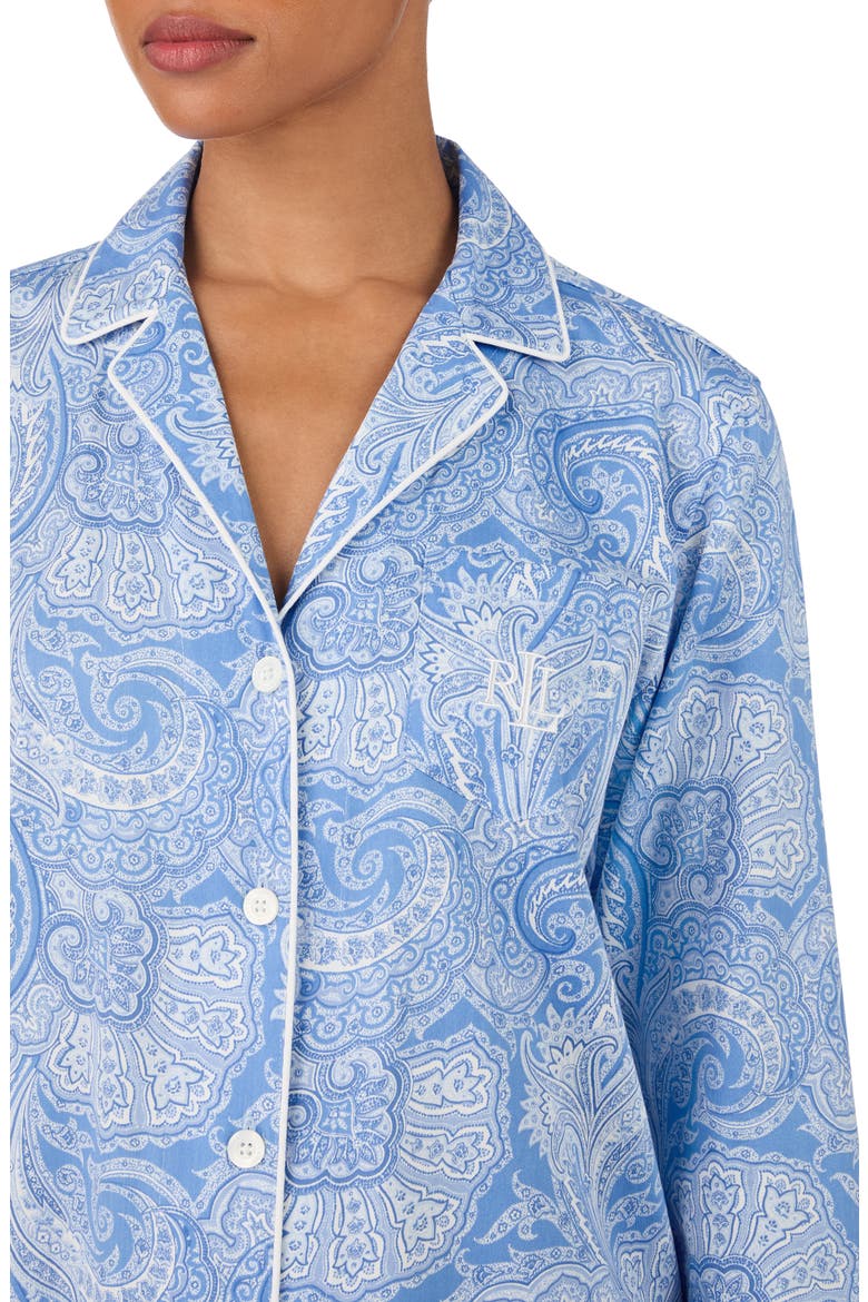 Paisley Cotton Blend Pajamas (Nordstrom Exclusive), Alternate, color, BLUE PAISLEY
