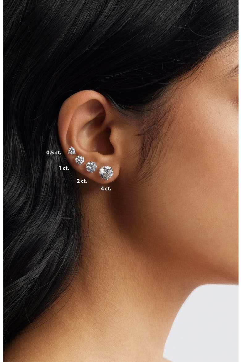 Gift Boxed Cubic Zirconia Stud Earrings - 1.0ct., Alternate, color, PLATINUM