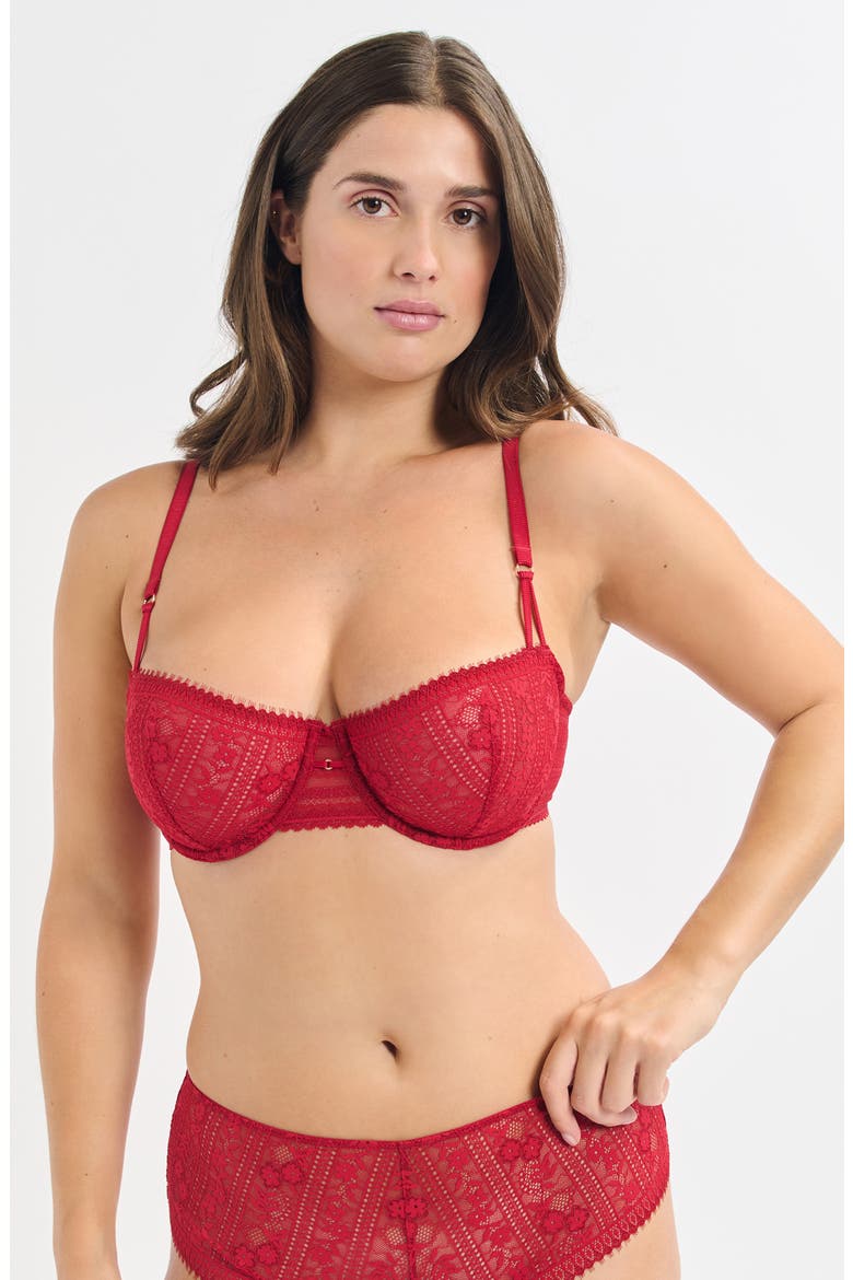Aura N°9 Underwire Balconette Bra, Alternate, color, RED
