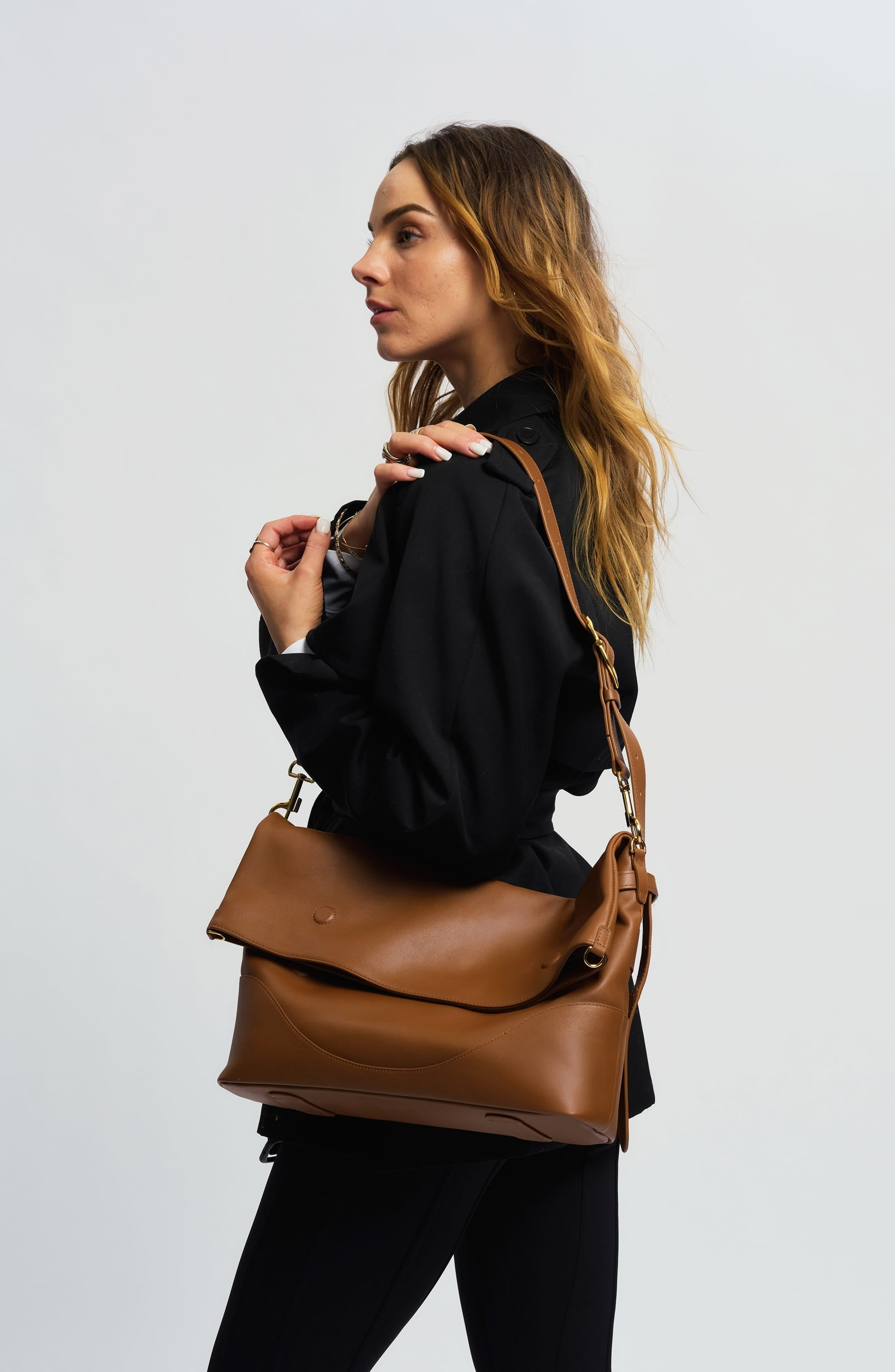 Marina Foldover Bag, Alternate, color, Cognac