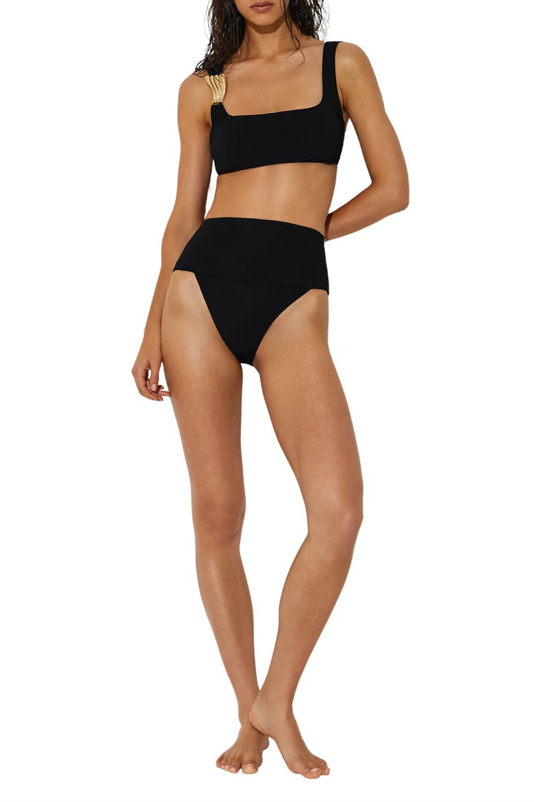 Alba One-Shoulder Bikini Top, Alternate, color, BLACK