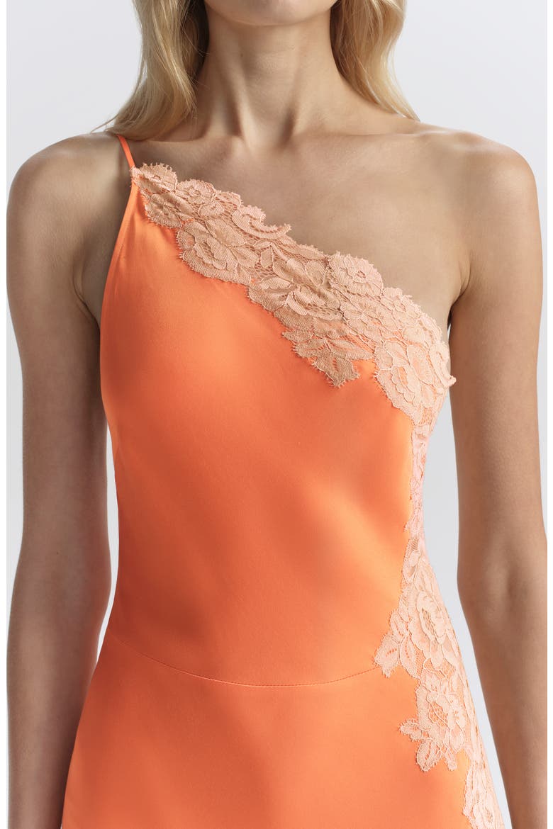 Lou Lace Trim Sleeveless Satin Maxi Dress, Alternate, color, VIVID ORANGE/ PALE BLUSH