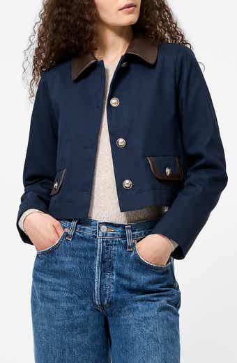 French Connection Denim Jacket with Faux Leather Trim