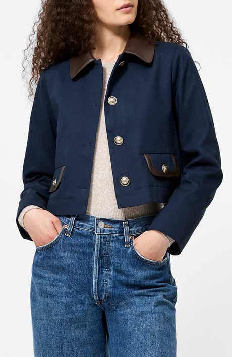 French Connection Denim Jacket with Faux Leather Trim