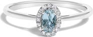 Haus of Brilliance 10K White Gold Oval and Diamond Accent Halo Birthstone Ring