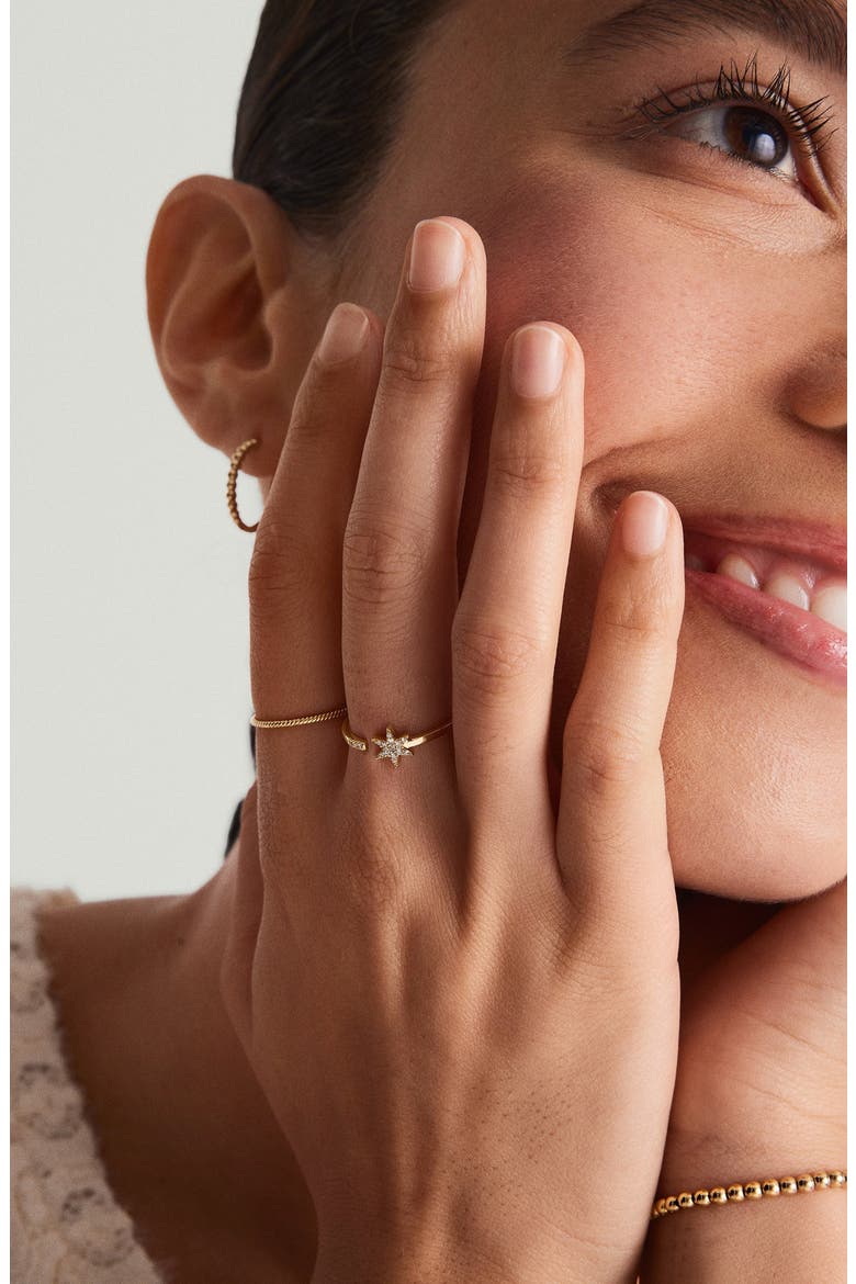 Pavé Diamond Star Open Ring, Alternate, color, Yellow Gold