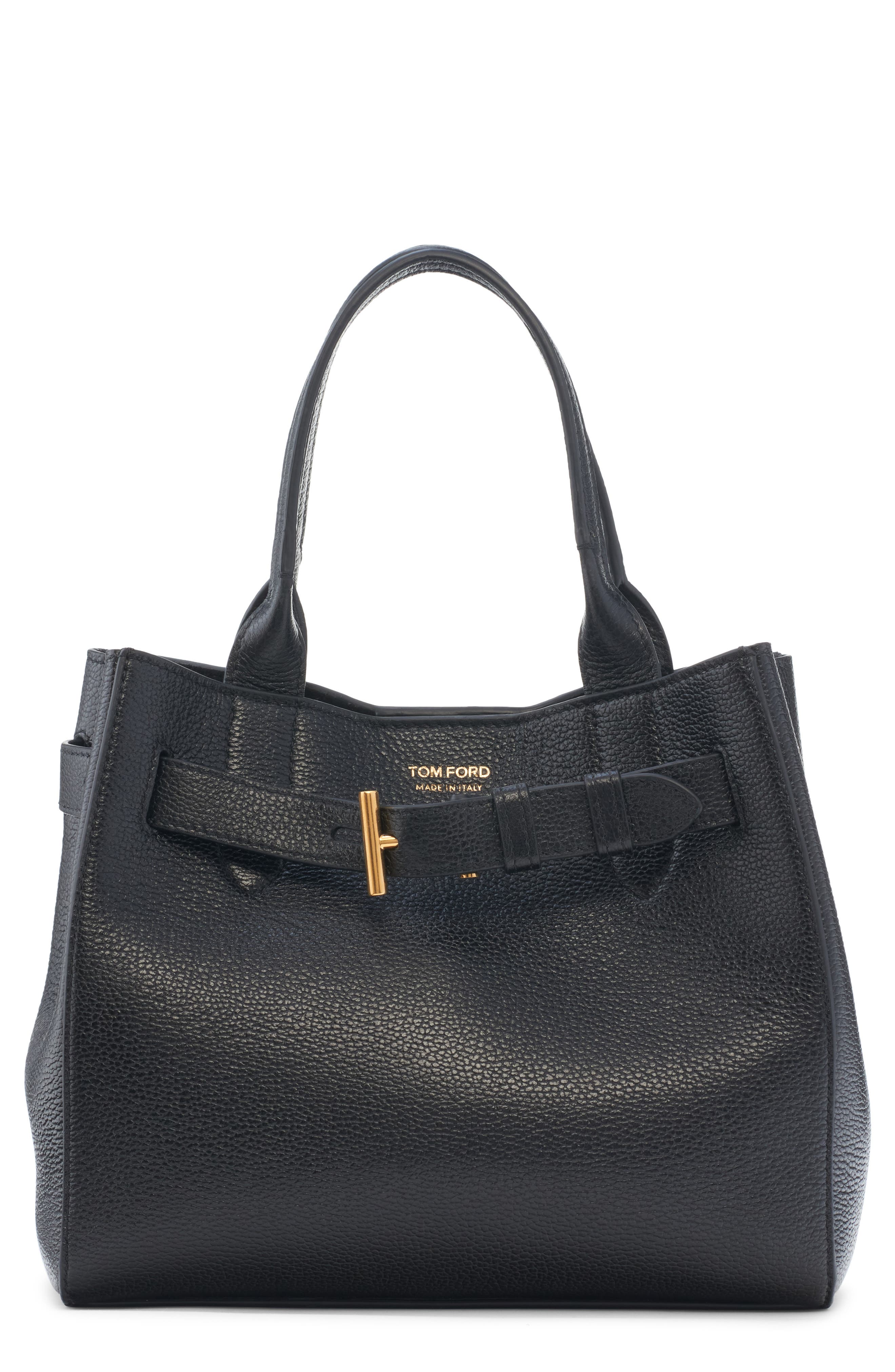 TOM FORD Small Audrey Grained Leather Tote, Main, color, Black