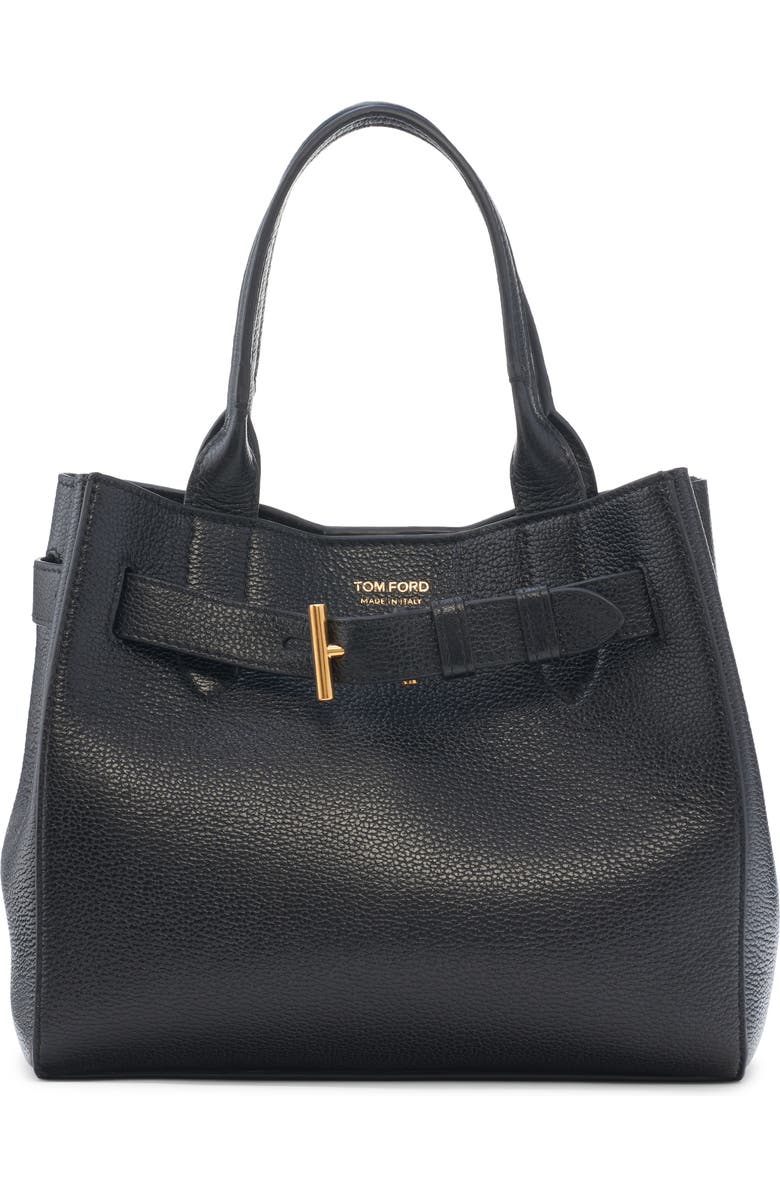 TOM FORD Small Audrey Grained Leather Tote, Main, color, Black