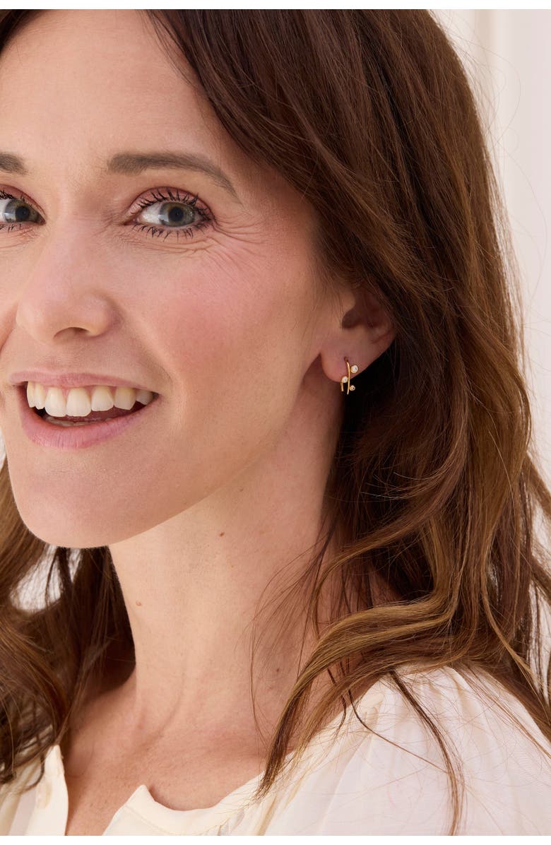 Sara Patino Aralia Gold Earrings with White Topaz, Alternate, color, Gold