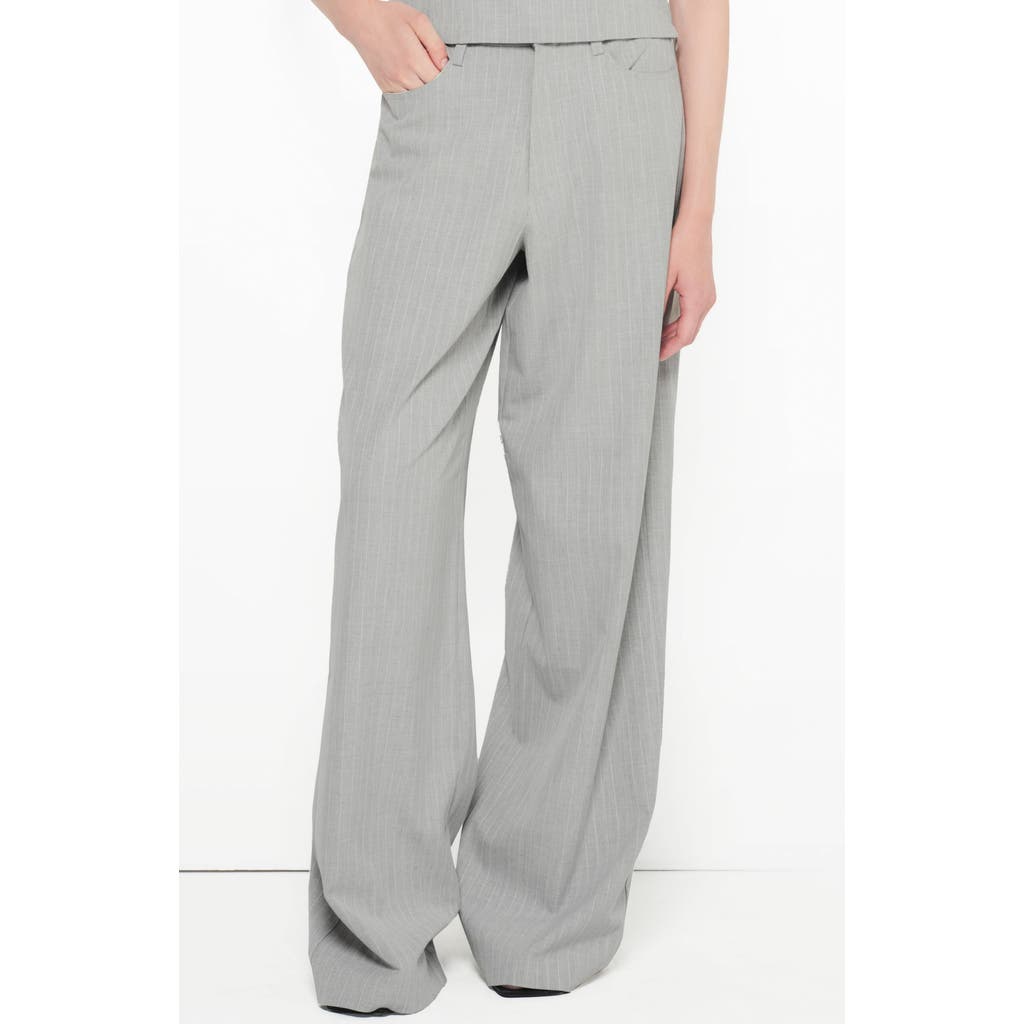 As By Df Luxembourg Pinstripe Baggy Trousers In Gray Pinstripe