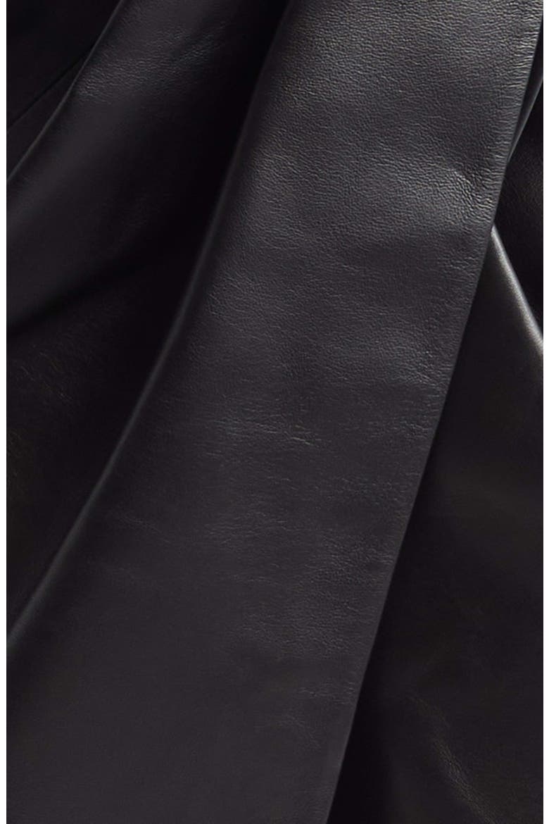 Draped High Waist Leather Midi Skirt, Alternate, color, 0PA BLACK