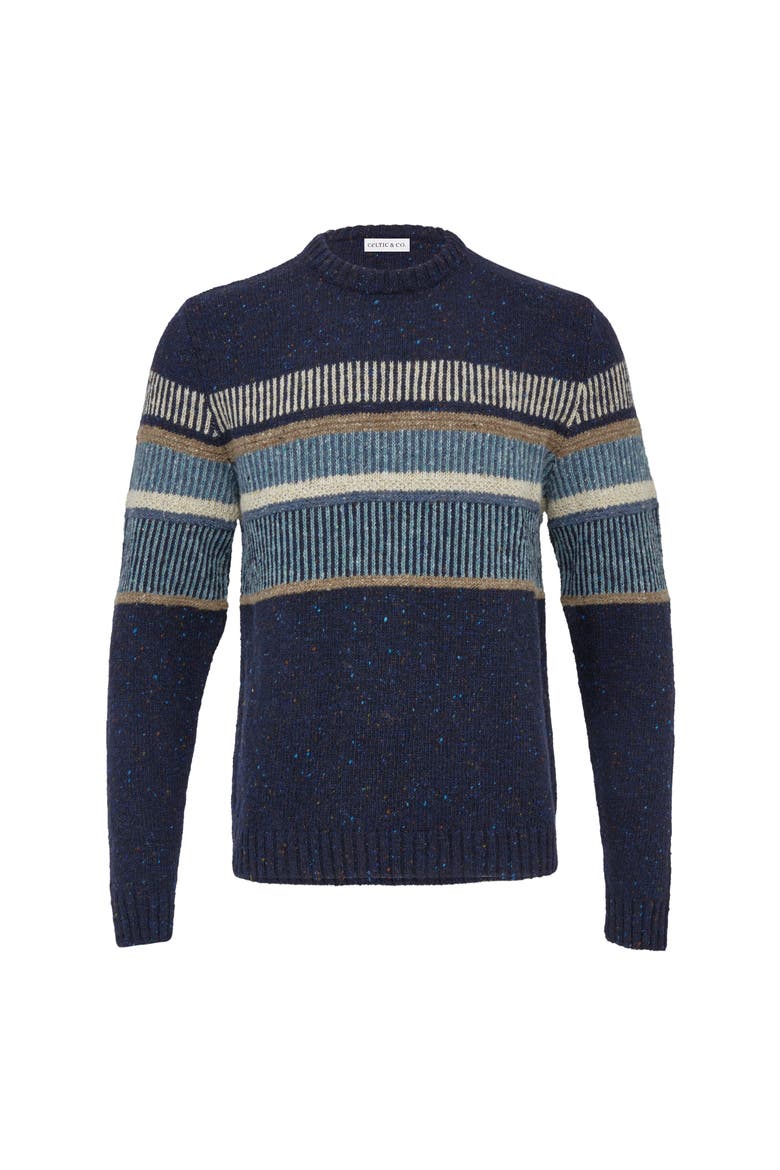 Statement Donegal Wool Sweater, Alternate, color, DARK NAVY