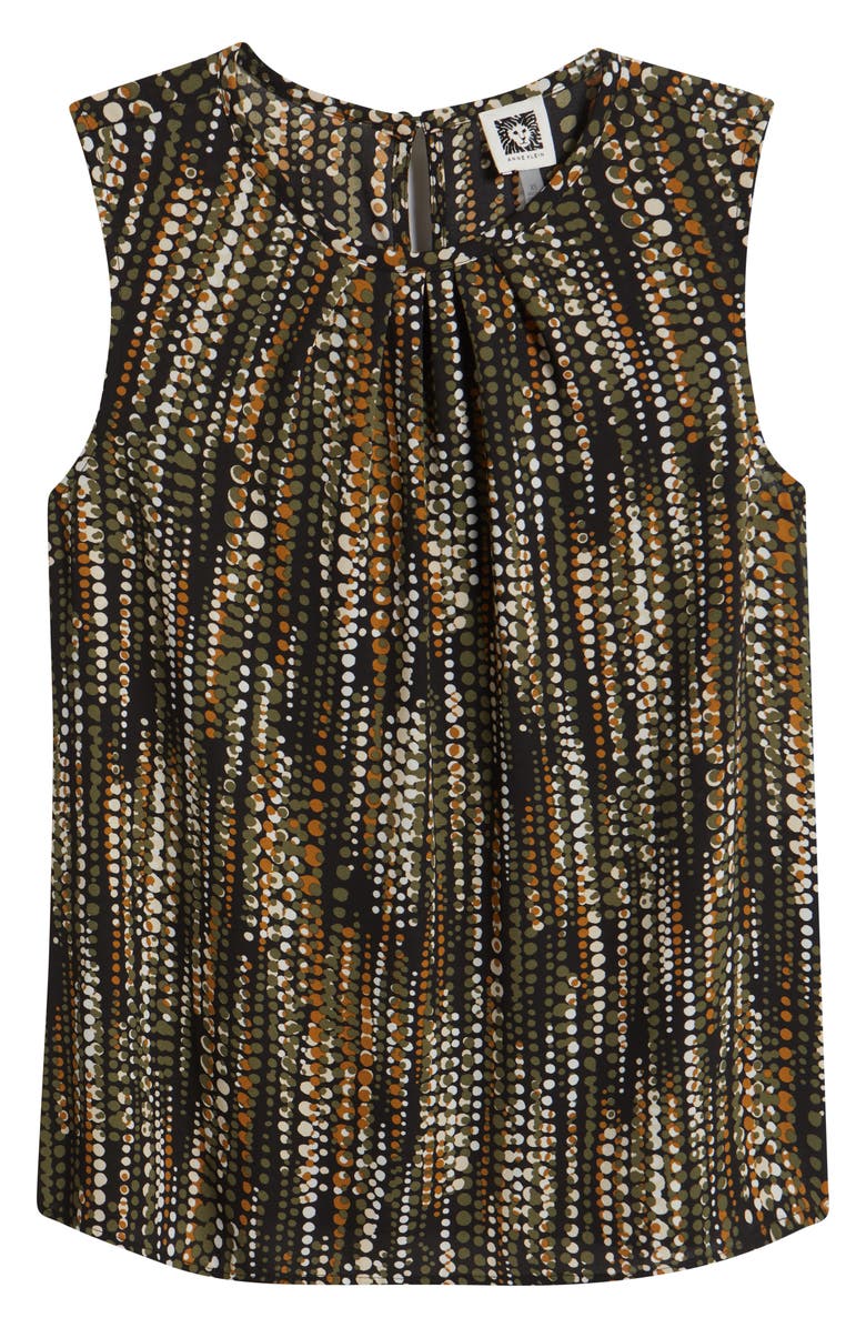 Anne Klein Dot Print Pleat Neck Sleeveless Top, Alternate, color, 