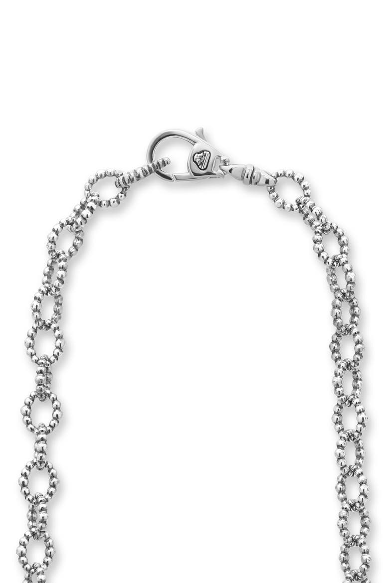 Enso Graduated Caviar Bead & Diamond Frontal Necklace, Alternate, color, SILVER/DIAMOND
