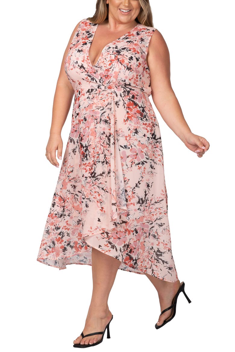 Faux Wrap Midi Dress, Alternate, color, GARDEN FLORAL