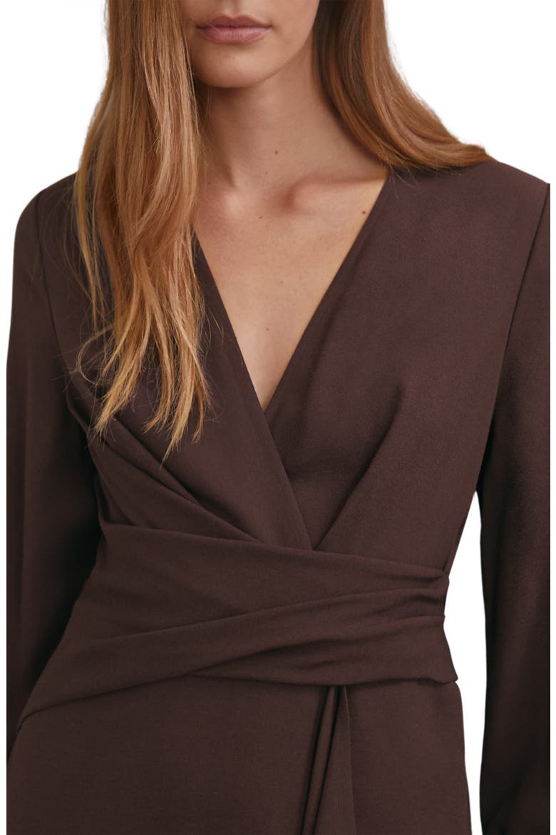 Mira Drape Detail Long Sleeve Dress, Alternate, color, BURGUNDY