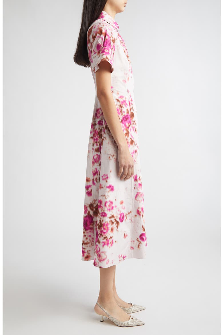 Floral Print Heavyweight Organic Cotton Poplin Shirtdress, Alternate, color, ROSE BOUQUET HOT PINK