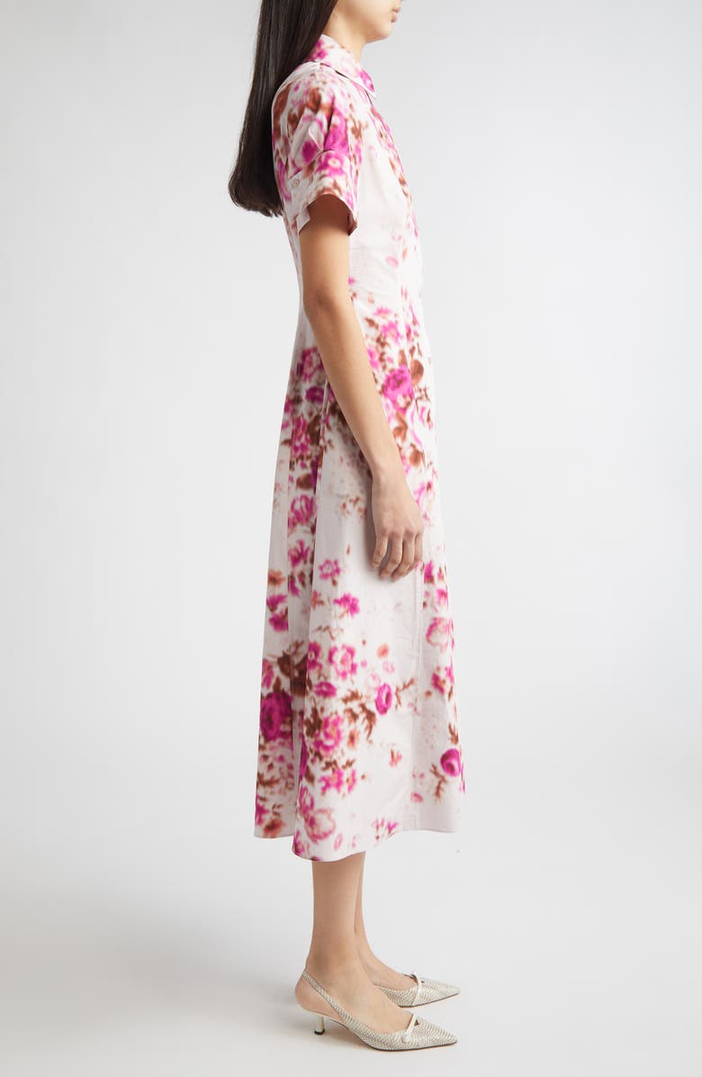 Erdem Floral Print Heavyweight Organic Cotton Poplin Shirtdress, Alternate, color, Rose Bouquet Hot Pink