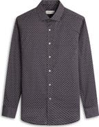 Bugatchi Axel Shaped Fit Basketweave Print Stretch Button-Up Shirt