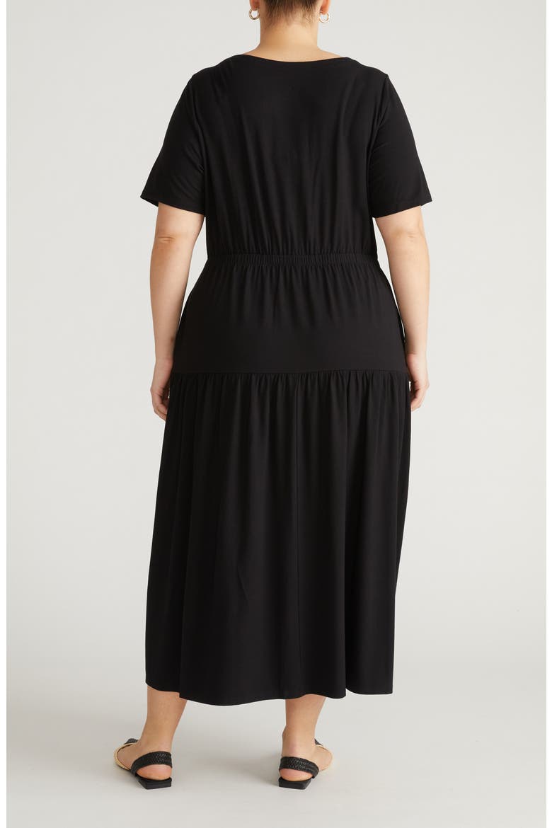 Thea Divine Jersey Midi Dress, Alternate, color, BLACK