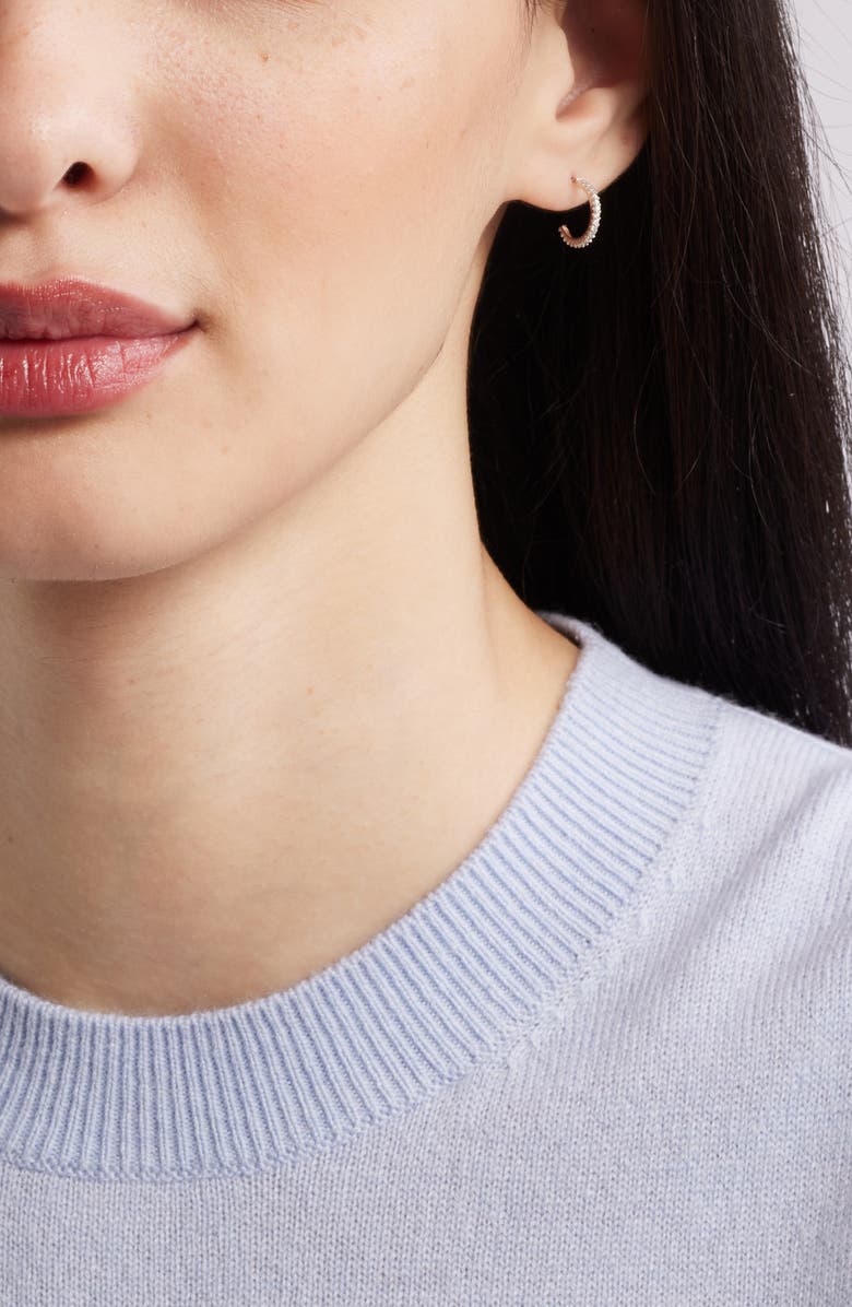 Nordstrom Pavé Huggie Hoop Earrings, Alternate, color, Clear- Silver