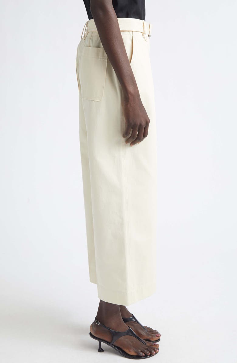 Proenza Schouler Nila Belted Cotton Drill Crop Straight Leg Pants, Alternate, color, Marzipan