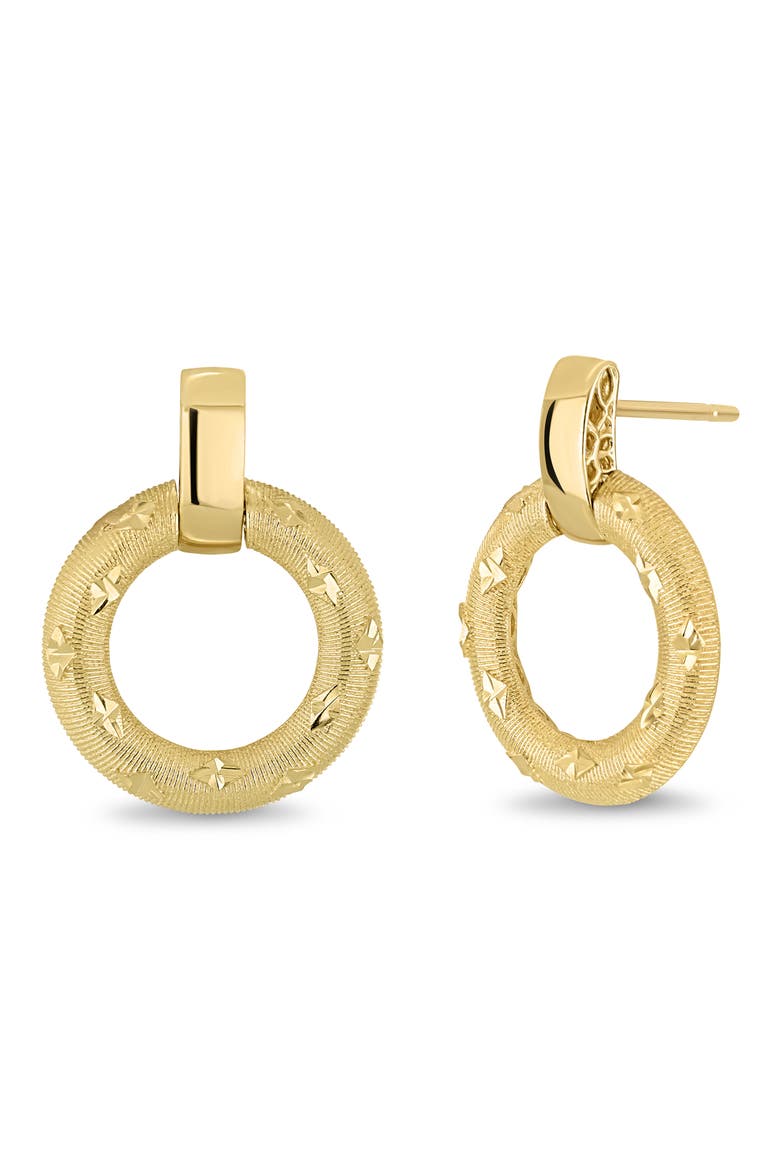 14K Yellow Gold Textured Circle Drop Earrings, Main, color, 14KY
