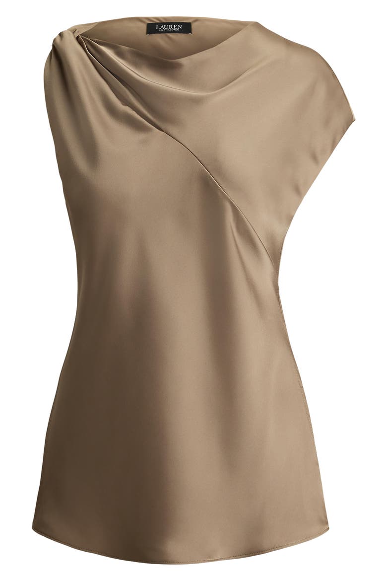 Asymmetric Drape Charmeuse Top, Alternate, color, TAUPE BROWN